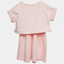 Pre Owned Givenchy Kids Pink Monogram Cotton Dress 9M