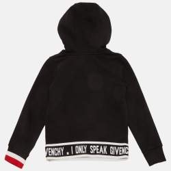 Pre Owned Givenchy Black Kids Black Logo Band Detail Cotton Knit Hoodie 8 Yrs