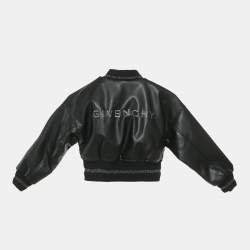 Pre Owned Givenchy Kids Logo Embroidered Faux Leather Bomber Jacket 6 Yrs 
