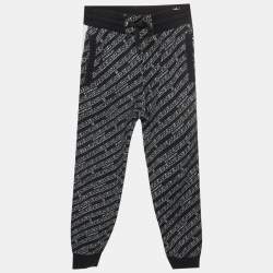 مملوكة مسبقًا Givenchy Kids Black Logo Chain Link Print Jersey Sweatpants 8 Yrs 