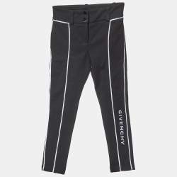 Givenchy Kids Black Cotton Blend Logo Embroidered Pants 4 Yrs
