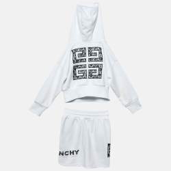 Givenchy Kids White Logo Embroidered Skirt & Hoodie Set 6 Yrs
