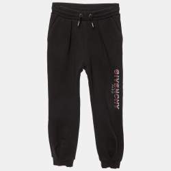 Givenchy Kids Black Cotton Logo Embroidered Joggers Size 6 Yrs 