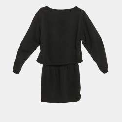 Pre Owned Givenchy Kids Black Cotton Logo Band Strip Tie Waist Dress 12 Yrs 