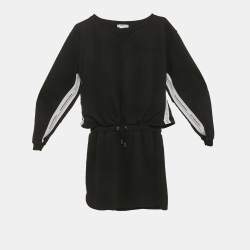 Pre Owned Givenchy Kids Black Cotton Logo Band Strip Tie Waist Dress 12 Yrs 