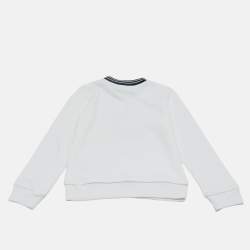 Pre Owned Givenchy Kids White Logo Cotton Blend Striped Collar Sweater 6 Yrs 