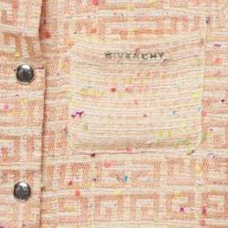 Pre Owned Givenchy Kids Orange 4G-Monogram Tweed Shirt & Shorts Set 10Yrs