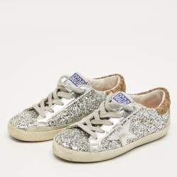 مملوكة مسبقًا حذاء رياضي لو توب جلد سويدي وبريق فضي جولدن جوس مقاس 32