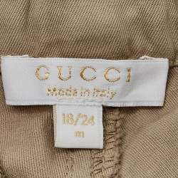 Pre Owned Gucci Kids White / Brown Cotton Shirt & Pants Set 18/24 Months 