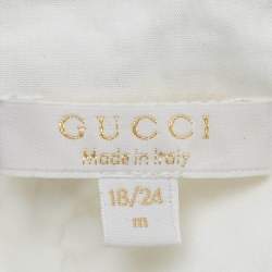 Pre Owned Gucci Kids White / Brown Cotton Shirt & Pants Set 18/24 Months 