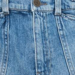 Pre Owned Gucci Kids Blue Cat Embroidered Denim Shorts 10 Yrs