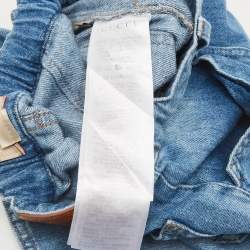 Pre Owned Gucci Kids Blue Cat Embroidered Denim Shorts 10 Yrs