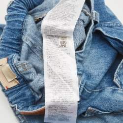 Pre Owned Gucci Kids Blue Cat Embroidered Denim Shorts 10 Yrs