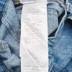 Pre Owned Gucci Kids Blue Cat Embroidered Denim Shorts 10 Yrs