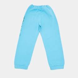 Pre Owned Gucci Kids Blue Logo Print Cotton Joggers 6 Yrs