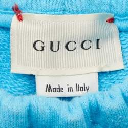 Pre Owned Gucci Kids Blue Logo Print Cotton Joggers 6 Yrs