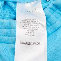 Pre Owned Gucci Kids Blue Logo Print Cotton Joggers 6 Yrs