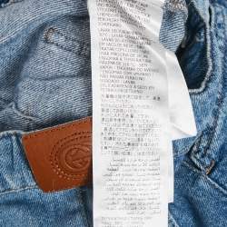 Pre Owned Gucci Kids Blue Cat Embroidered Denim Shorts 8 Yrs