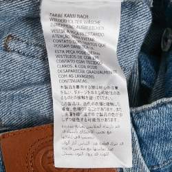 Pre Owned Gucci Kids Blue Cat Embroidered Denim Shorts 8 Yrs