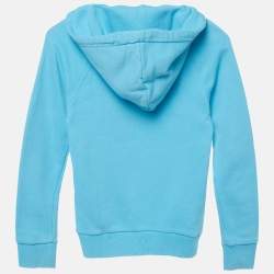 Pre Owned Gucci Kids Blue Logo Print Cotton Distressed Hoodie 6 Yrs