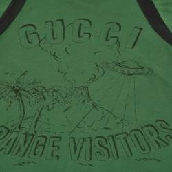 Pre Owned Gucci Kids Green Printed Cotton T-Shirt 10 Y