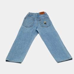 Pre Owned Gucci Kids Blue Embroidered Detail Denim Jeans 6Y Waist 16"