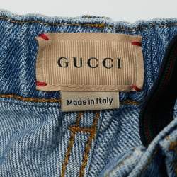 Pre Owned Gucci Kids Blue Embroidered Detail Denim Jeans 6Y Waist 16"