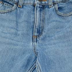 Pre Owned Gucci Kids Blue Embroidered Detail Denim Jeans 6Y Waist 16"