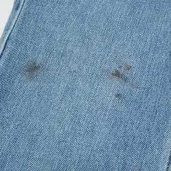 Pre Owned Gucci Kids Blue Embroidered Detail Denim Jeans 6Y Waist 16"