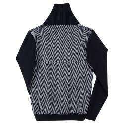 Gucci Navy Blue and Grey Wool Chevron Pattern Knit Button Front Cardigan 12 Yrs