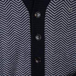 Gucci Navy Blue and Grey Wool Chevron Pattern Knit Button Front Cardigan 12 Yrs