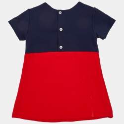 Pre Owned Gucci Kids Red/Navy Blue Jersey Dress Size 12/18 M