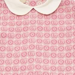 Pre Owned Gucci Kids Pink Monogram Cotton Blend Dress 6/9 Months 
