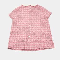 Pre Owned Gucci Kids Pink Monogram Cotton Blend Dress 6/9 Months 