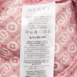 Pre Owned Gucci Kids Pink Monogram Cotton Blend Dress 6/9 Months 
