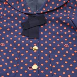 Pre Owned Gucci Kids Navy Blue GG Polka Dot Blazer & Skirt Set 8 Yrs