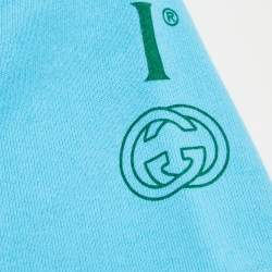 Pre Owned Gucci Kids Blue Logo Print Cotton Shorts 6 Yrs 