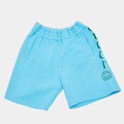 Pre Owned Gucci Kids Blue Logo Print Cotton Shorts 6 Yrs 