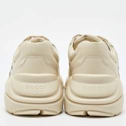 Gucci Cream Leather Rhyton Trainer Sneakers Size 32