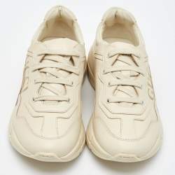 Gucci Cream Leather Rhyton Trainer Sneakers Size 32