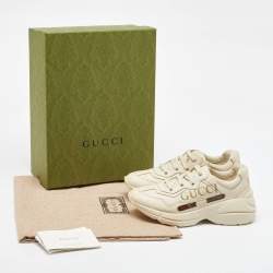 Gucci Cream Leather Rhyton Trainer Sneakers Size 32