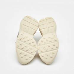 Pre Owned Gucci Cream Leather Kids Rhyton Trainer Sneakers Size 30