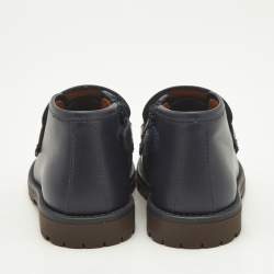 Gucci Navy Blue Leather Horsebit Ankle Boots Size 20