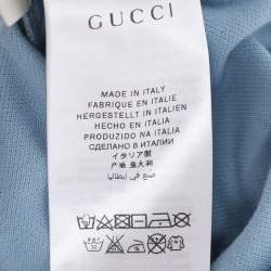 Pre Owned Gucci Powder Blue Web Collar Jersey Polo T-Shirt 8 Yrs