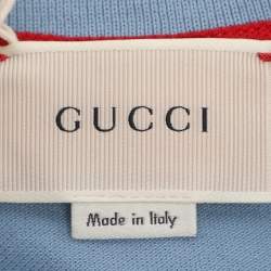 Pre Owned Gucci Powder Blue Web Collar Jersey Polo T-Shirt 8 Yrs