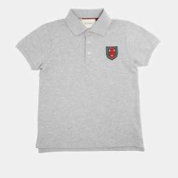 Pre Owned Gucci Grey Collar Jersey Polo T-Shirt 8 Yrs