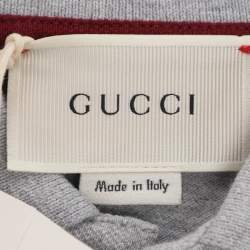 Pre Owned Gucci Grey Collar Jersey Polo T-Shirt 8 Yrs