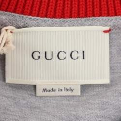 Pre Owned Gucci Grey/Red Web Collar Jersey Polo T-Shirt 8 Yrs