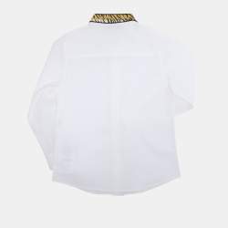 Pre Owned Gucci White Poplin Tiger Embroidered Long Sleeve Shirt 4 Yrs