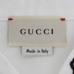 Pre Owned Gucci White Poplin Tiger Embroidered Long Sleeve Shirt 4 Yrs